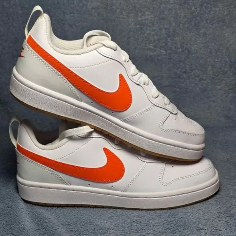 Nike Court Borough Low 2 GS White Orange Youth Size 5Y or Womens Size 6.5